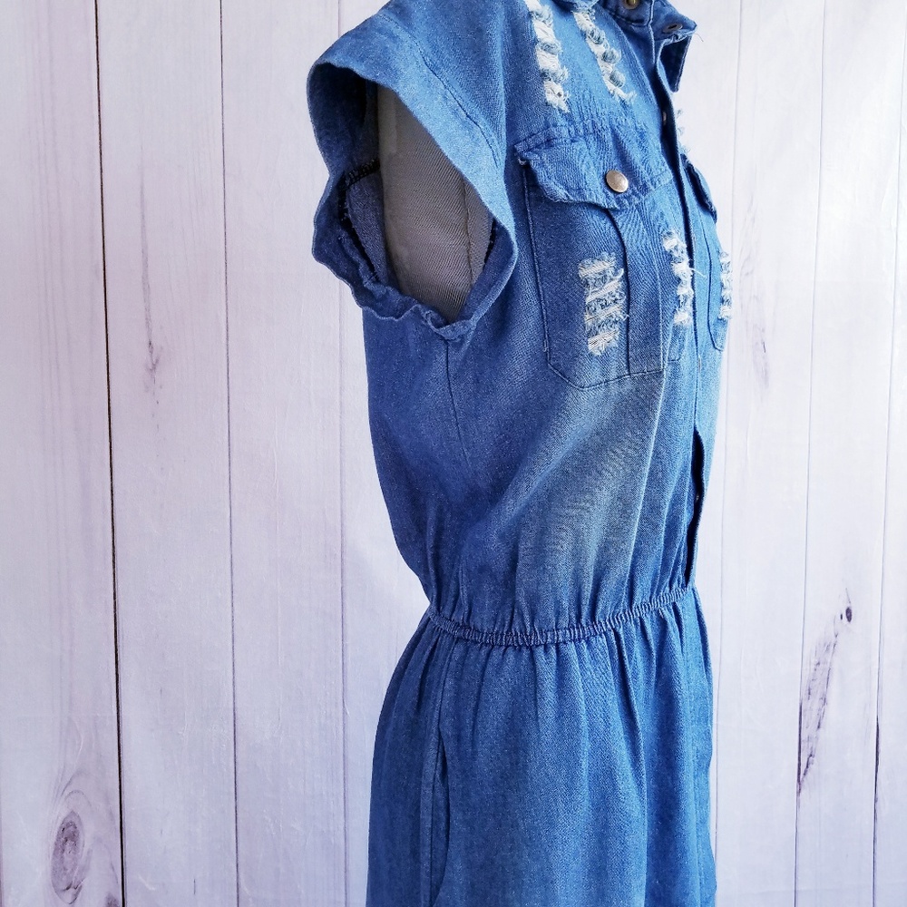 NOISY MAY DENIM DISTRESSED DRESS SZ M - Picture 3 of 7